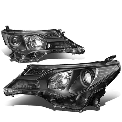 D-Motoring - Headlights - Black Housing - Clear Corner - Projector - Plug-n-Play - Pair - 13-15 Toyota Rav4 - 1