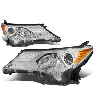 D-Motoring - Headlights - Chrome Housing - Amber Corner - Projector - Plug-n-Play - Pair - 13-15 Toyota Rav4 - 1