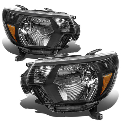 D-Motoring - Headlights - Black Housing - Amber Corner - Plug-n-Play - Pair - 12-15 Toyota Tacoma - 1