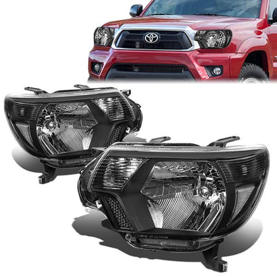 12-15 Toyota Tacoma Headlights - Black Housing - Plug-n-Play - Pair