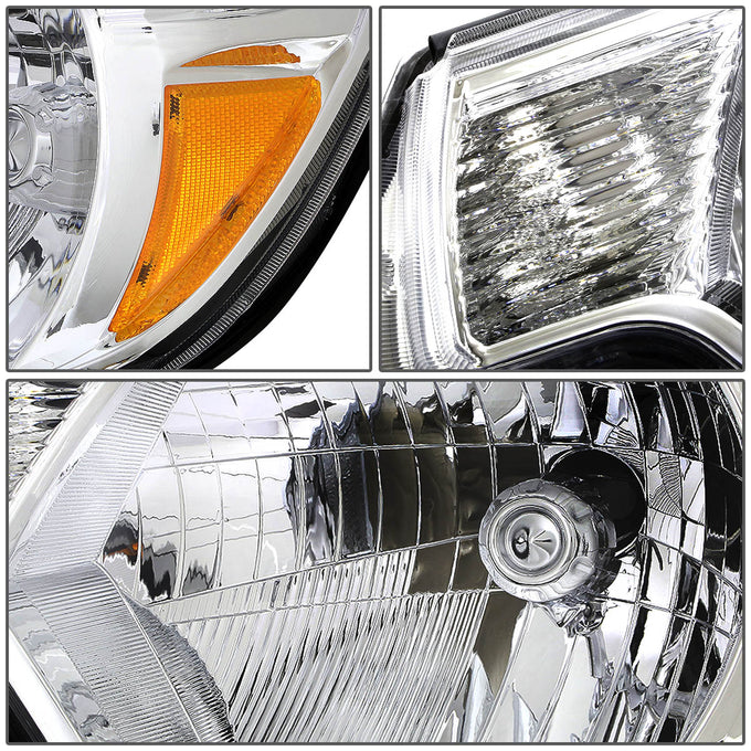 D-Motoring - Headlights - Chrome Housing - Amber Corner - Plug-n-Play - Pair - 12-15 Toyota Tacoma - 2