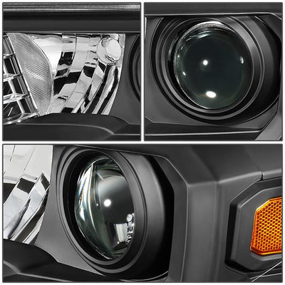 16-18 Toyota Tacoma Headlights - Black Hosuing - Clear Lens - Amber Corner - Projector - Plug-n-Play - Pair - 3