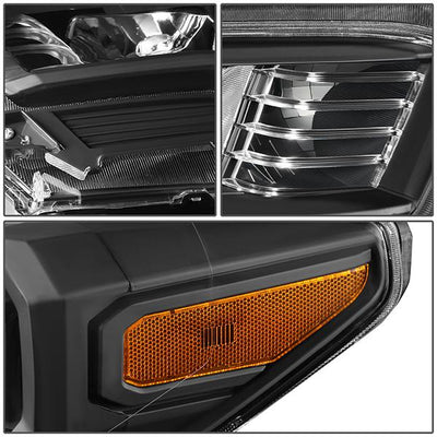 16-18 Toyota Tacoma Headlights - Black Hosuing - Clear Lens - Amber Corner - Projector - Plug-n-Play - Pair - 4
