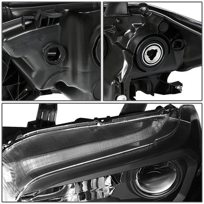 16-18 Toyota Tacoma Headlights - Black Hosuing - Clear Lens - Amber Corner - Projector - Plug-n-Play - Pair - 5