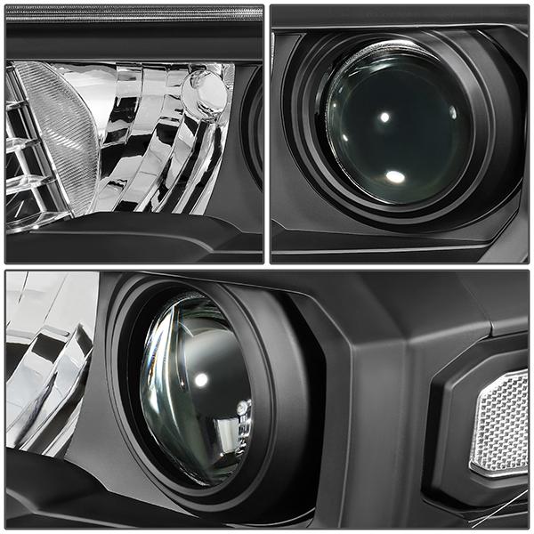 16-18 Toyota Tacoma Headlights - Black Hosuing - Clear Lens - Clear Corner - Projector - Plug-n-Play - Pair - 3