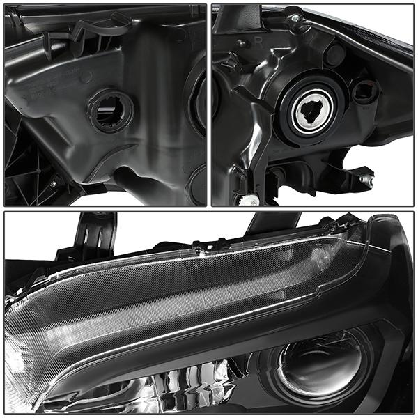 16-18 Toyota Tacoma Headlights - Black Hosuing - Clear Lens - Clear Corner - Projector - Plug-n-Play - Pair - 5