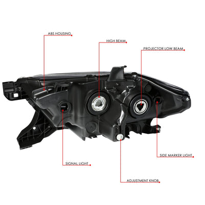 16-18 Toyota Tacoma Headlights - Black Hosuing - Clear Lens - Clear Corner - Projector - Plug-n-Play - Pair - 6