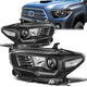 16-18 Toyota Tacoma Headlights - Black Hosuing - Clear Lens - Clear Corner - Projector - Plug-n-Play - Pair - 1