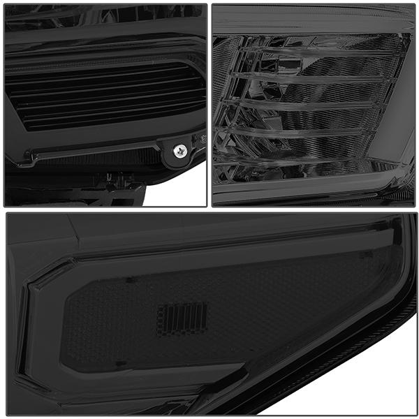 16-18 Toyota Tacoma Headlights - Smoked Hosuing - Smoked Lens - Clear Corner - Projector - Plug-n-Play - Pair - 4