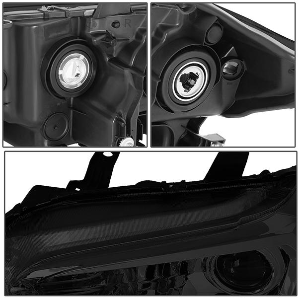 16-18 Toyota Tacoma Headlights - Smoked Hosuing - Smoked Lens - Clear Corner - Projector - Plug-n-Play - Pair - 5