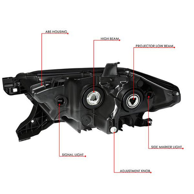 16-18 Toyota Tacoma Headlights - Smoked Hosuing - Smoked Lens - Clear Corner - Projector - Plug-n-Play - Pair - 6
