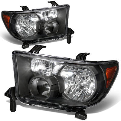 D-Motoring - Headlights - Black Housing - Amber Corner - Plug-n-Play - Pair - Toyota Tundra / Sequoia - 1