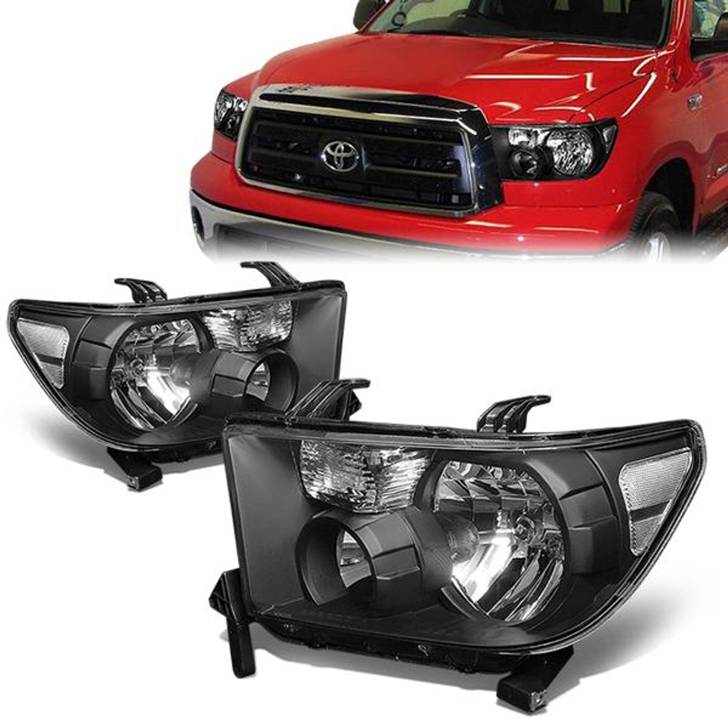07-16 Toyota Tundra Sequoia Headlights - Black Housing - Plug-n-Play - Pair