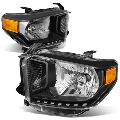 D-Motoring - Headlights - Black Housing - Amber Corner - Plug-n-Play - Pair - 14-17 Toyota Tundra - 1
