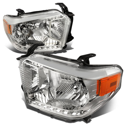 D-Motoring - Headlights - Chrome Housing - Amber Corner - Plug-n-Play - Pair - 14-17 Toyota Tundra - 1