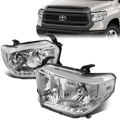 14-17 Toyota Tundra Headlights - Chrome Housing - Plug-n-Play - Pair