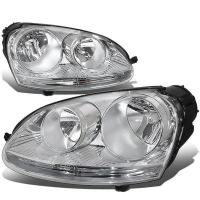 D-Motoring - Headlights - Chrome Housing - Plug-n-Play - Pair - Volkswagen Jetta / Rabbit - 1