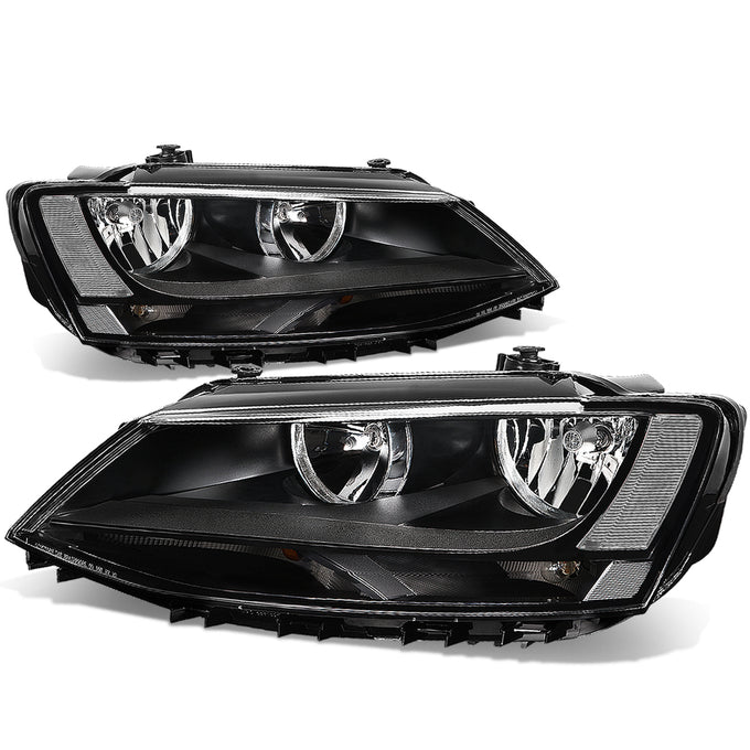 D-Motoring - Headlights - Black Housing - Plug-n-Play - Pair - 11-17 Volkswagen Jetta 4-Door Sedan - 1