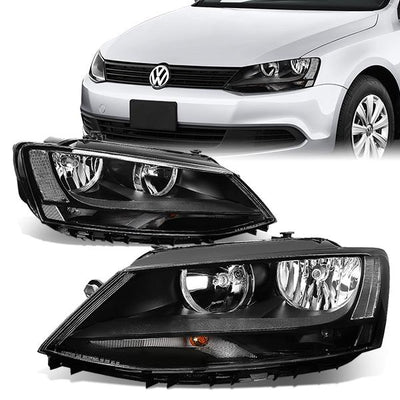 11-17 Volkswagen Jetta Headlights - Black Housing - Plug-n-Play - Pair
