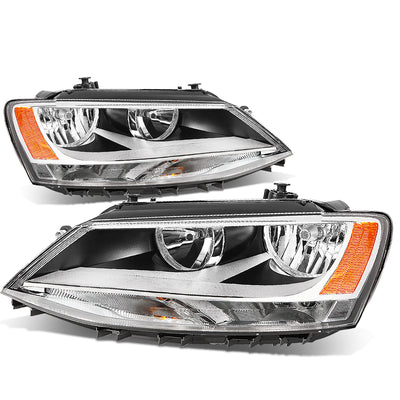 D-Motoring - Headlights - Chrome Housing - Amber Corner - Plug-n-Play - Pair - 11-17 Volkswagen Jetta 4-Door Sedan - 1