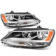 D-Motoring - Headlights - Chrome Housing - Amber Corner - Plug-n-Play - Pair - 11-17 Volkswagen Jetta 4-Door Sedan - 1