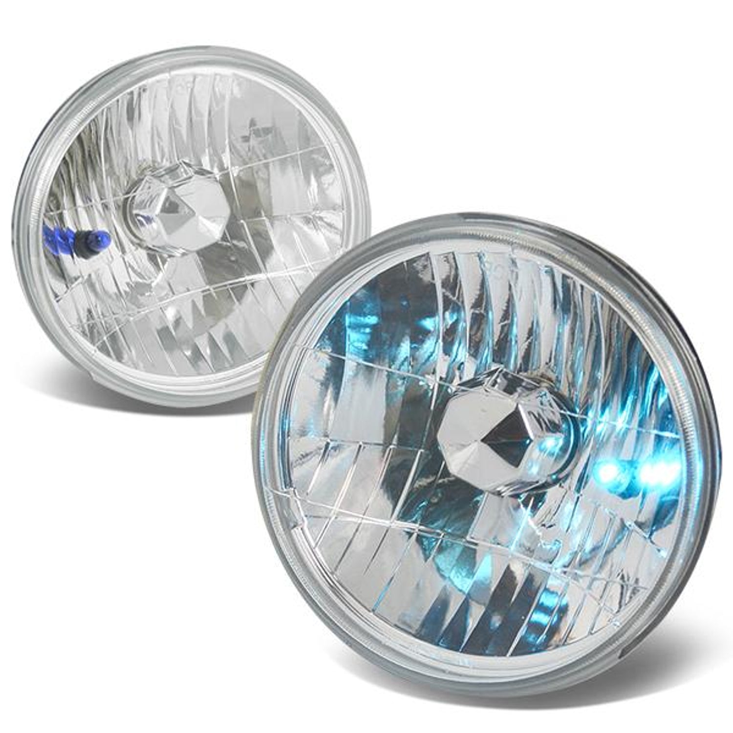 Headlights - 7 - Clear Housing - Plug-n-Play - Pair