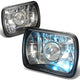 Nissan 7X6 H6014 Headlights - Black Housing - Projector - Plug-n-Play - Pair