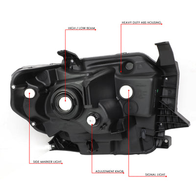 D-Motoring - 14-18 Toyota Tundra Headlights - Black Housing - Clear Lens - Amber Corner - Plug-n-Play - Pair - 6