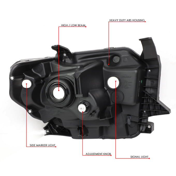 D-Motoring - 14-18 Toyota Tundra Headlights - Black Housing - Clear Lens - Amber Corner - Plug-n-Play - Pair - 6