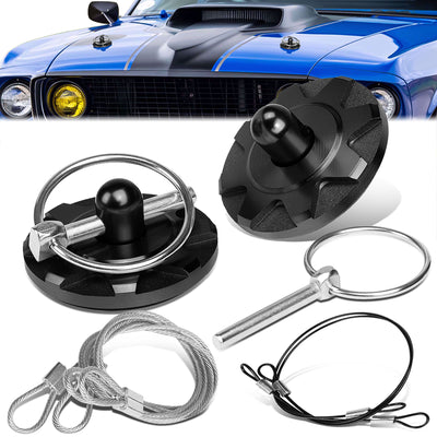 28mm x 60mm Aluminum Cosmetic Hood Pin Cables Kit<br>Universal