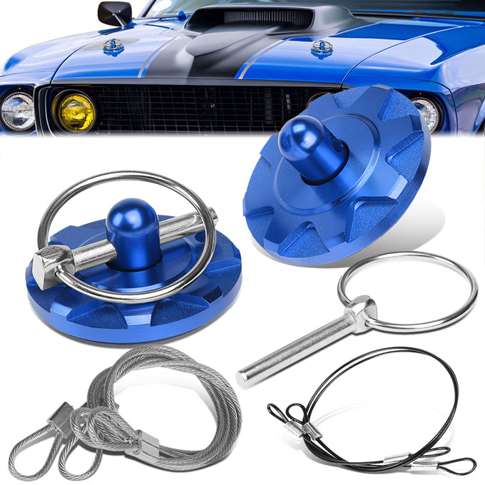 28mm x 60mm Aluminum Cosmetic Hood Pin Cables Kit<br>Universal