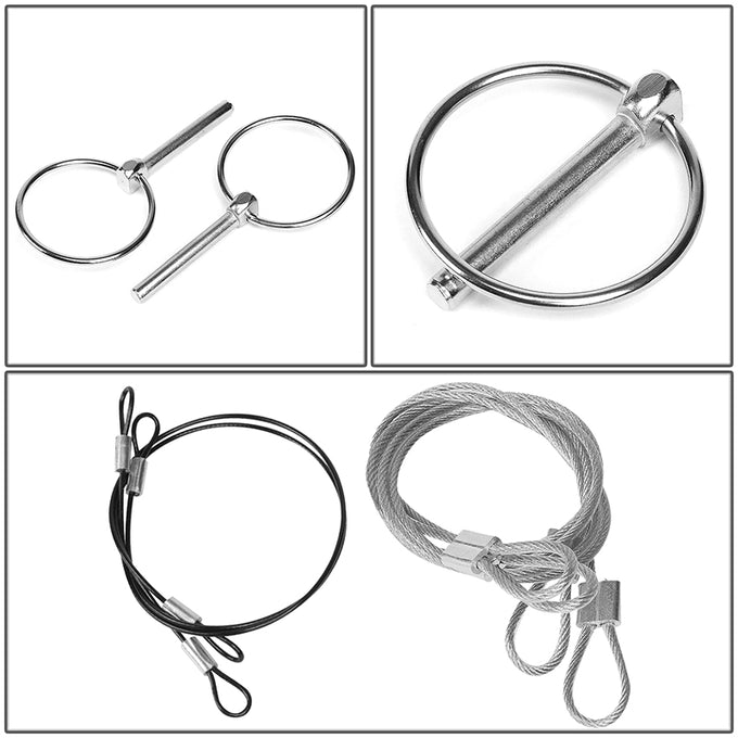 28mm x 60mm Aluminum Cosmetic Hood Pin Cables Kit<br>Universal
