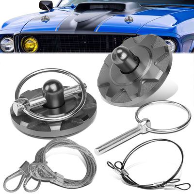 28mm x 60mm Aluminum Cosmetic Hood Pin Cables Kit<br>Universal
