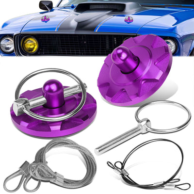 28mm x 60mm Aluminum Cosmetic Hood Pin Cables Kit<br>Universal