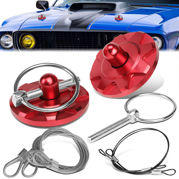 28mm x 60mm Aluminum Cosmetic Hood Pin Cables Kit<br>Universal