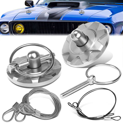 28mm x 60mm Aluminum Cosmetic Hood Pin Cables Kit<br>Universal