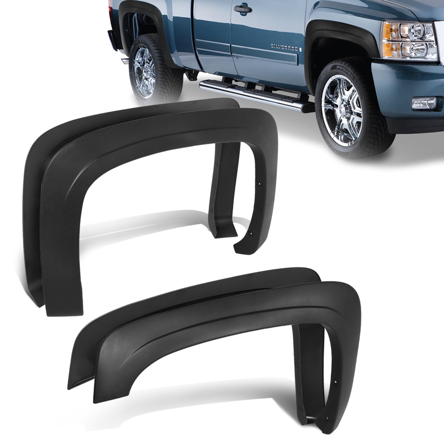 Factory Style Fleetside Fender Flares<br>07-14 Chevy Silverado 1500 2500HD 3500HD