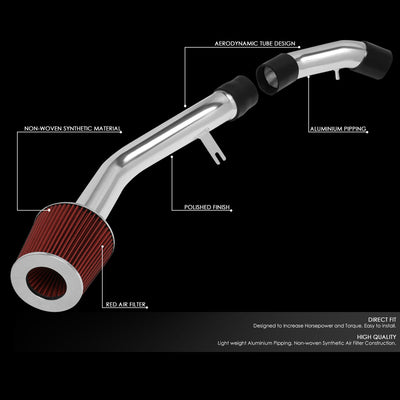 D-Motoring - Short Ram Air Intake System - 2.75 - Cone Stlye - Washable - Aluminum - 03-08 Hyundai Tiburon 2.0L L4 - 2