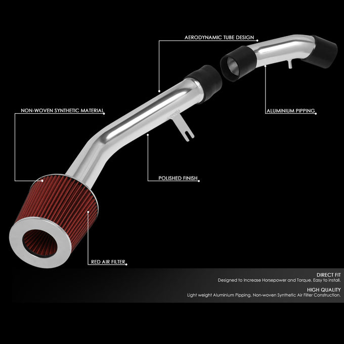 D-Motoring - Short Ram Air Intake System - 2.75 - Cone Stlye - Washable - Aluminum - 03-08 Hyundai Tiburon 2.0L L4 - 2