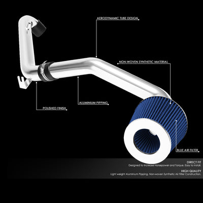 D-Motoring - Short Ram Air Intake System - 2.5 - Cone Stlye - Washable - Aluminum - 96-00 Honda Civic CX / DX / LX - 2