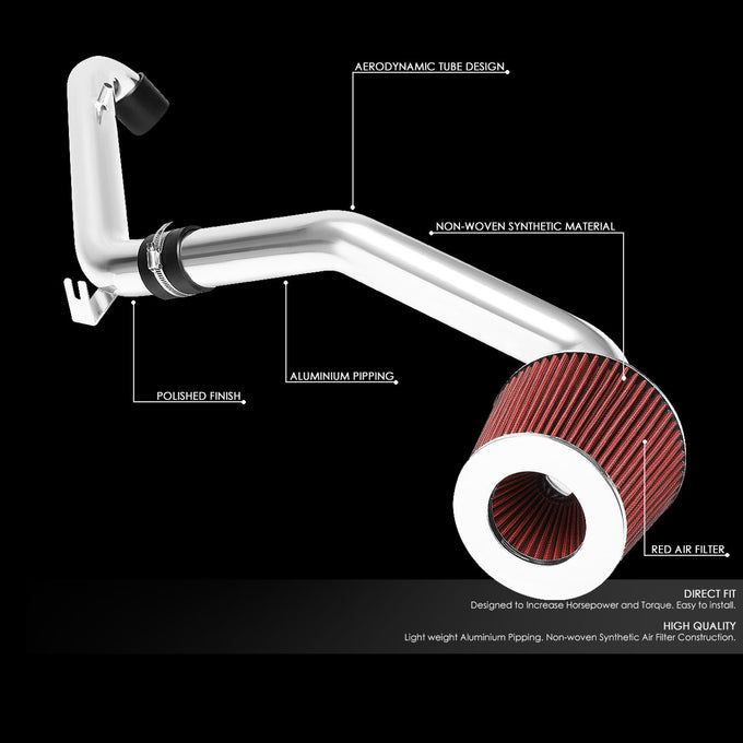 D-Motoring - Short Ram Air Intake System - 2.5 - Cone Stlye - Washable - Aluminum - 96-00 Honda Civic CX / DX / LX - 2