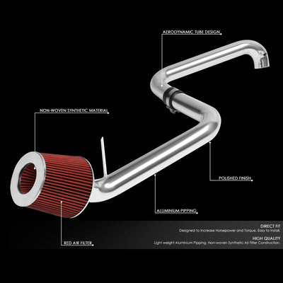 D-Motoring - Short Ram Air Intake System - 2.5 - Cone Stlye - Washable - Aluminum - 01-05 Honda civic EX - 2