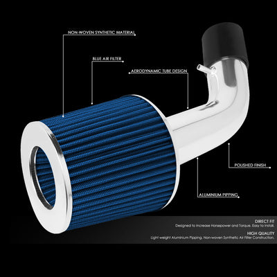 D-Motoring - Short Ram Air Intake System - 2.75 - Cone Stlye - Washable - Aluminum - 03-08 Hyundai Tiburon 2.0L L4 - 2