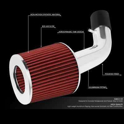 D-Motoring - Short Ram Air Intake System - 2.75 - Cone Stlye - Washable - Aluminum - 03-08 Hyundai Tiburon 2.0L L4 - 2