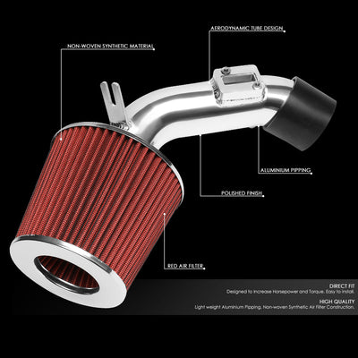 D-Motoring - Short Ram Air Intake System - 2.5 - Cone Stlye - Washable - Aluminum - 06-11 Honda Civic DX LX - 2