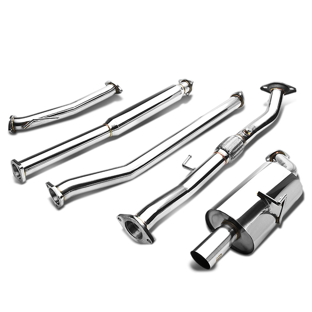J2 - Cat Back Exhaust System - W/ 3 Muffler Tip - Stainless Steel - 02-06 Nissan Altima L4 QR25 J2 - 1