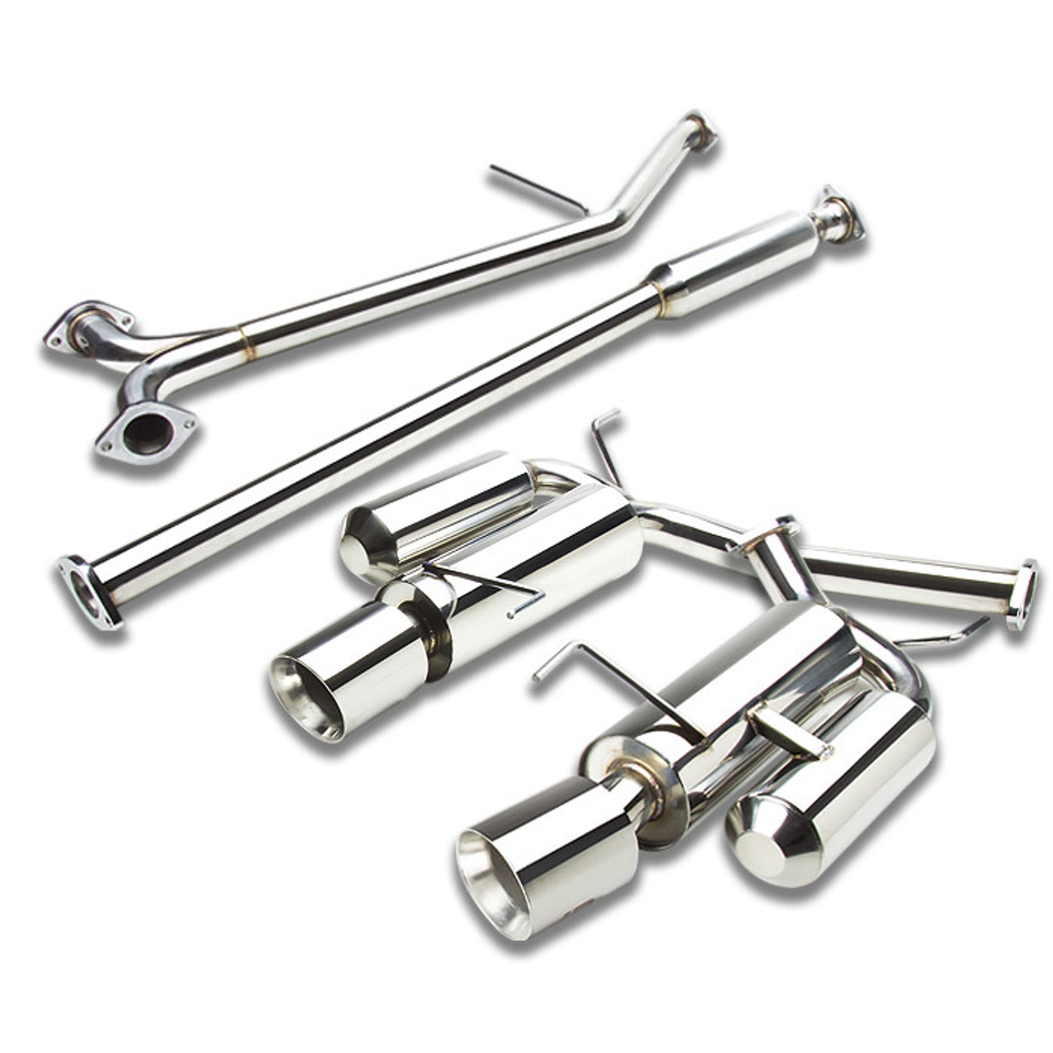 J2 - Cat Back Exhaust System - W/ 4.25 Rolled Muffler Tip - Stainless Steel - 03-07 Honda Accord V6 Cl7 J2 - 1