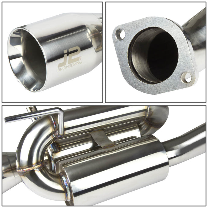 J2 - Cat Back Exhaust System - W/ 3.5 Muffler Tip - Stainless Steel - 12-13 Fait 500 1.4L J2 - 2