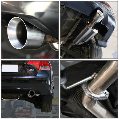 J2 - Cat Back Exhaust System - W/ 4.5 Rolled Muffler Tip - Stainless Steel - Civic SI FA5 J2 - 2
