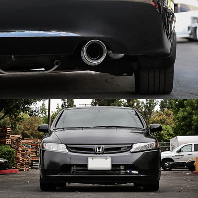 J2 - Cat Back Exhaust System - W/ 4.5 Rolled Muffler Tip - Stainless Steel - Civic SI FA5 J2 - 5